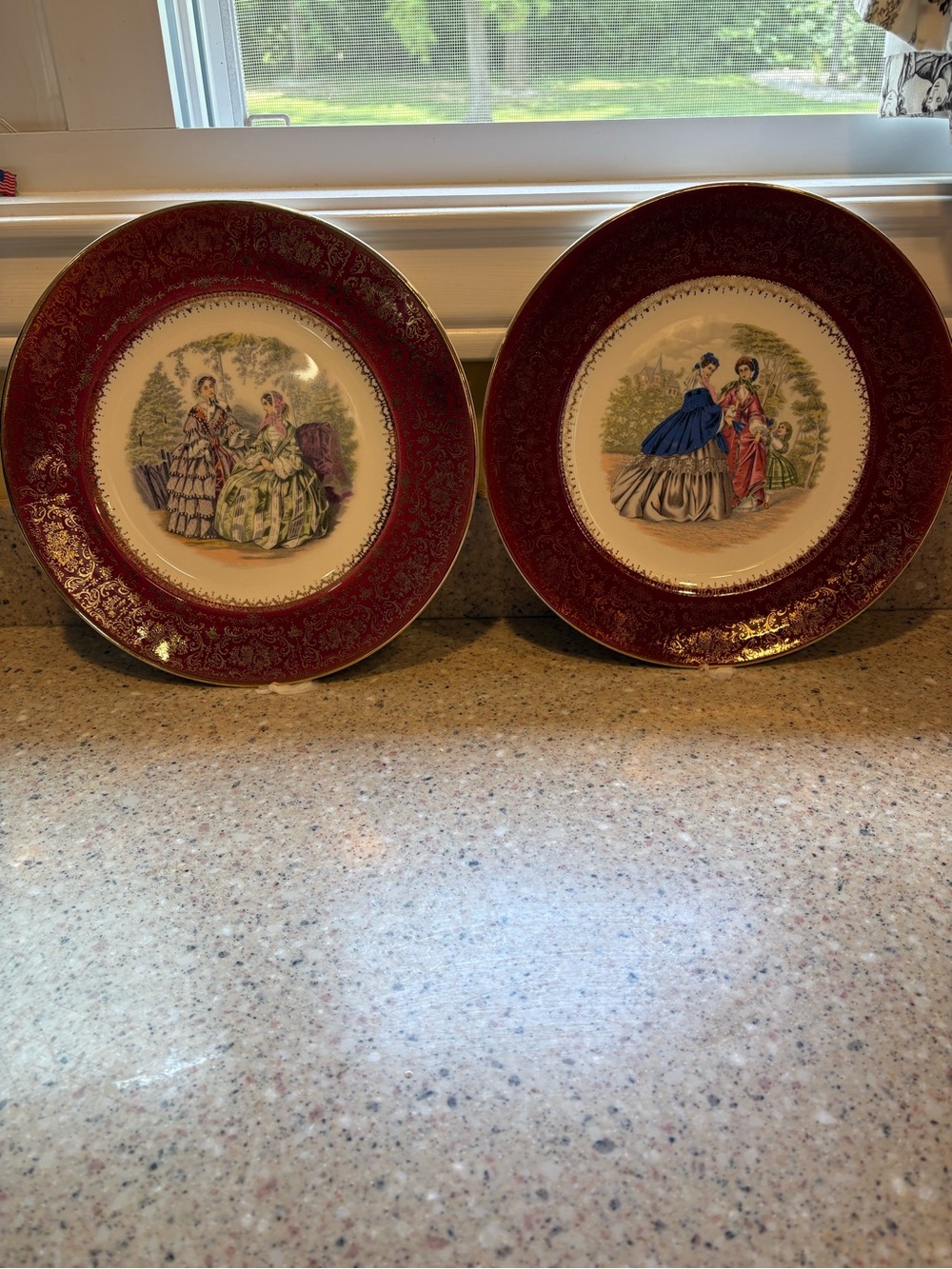 Set of 2 Imperial Salem China Godey Style Print Service Plates